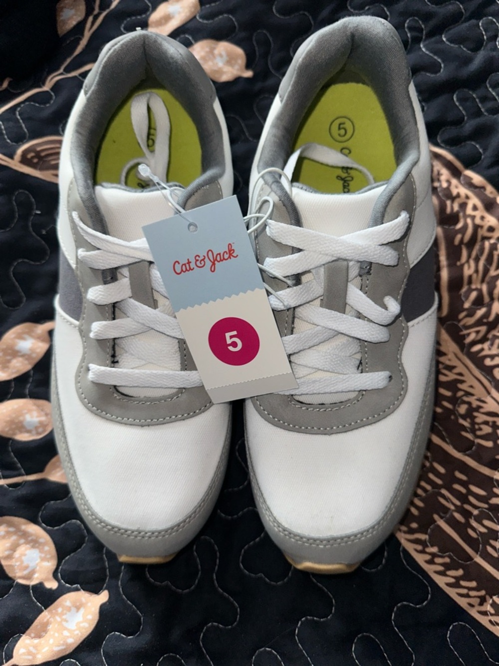 Cat & Jack White and Gray Kids Lace-Up Sneakers